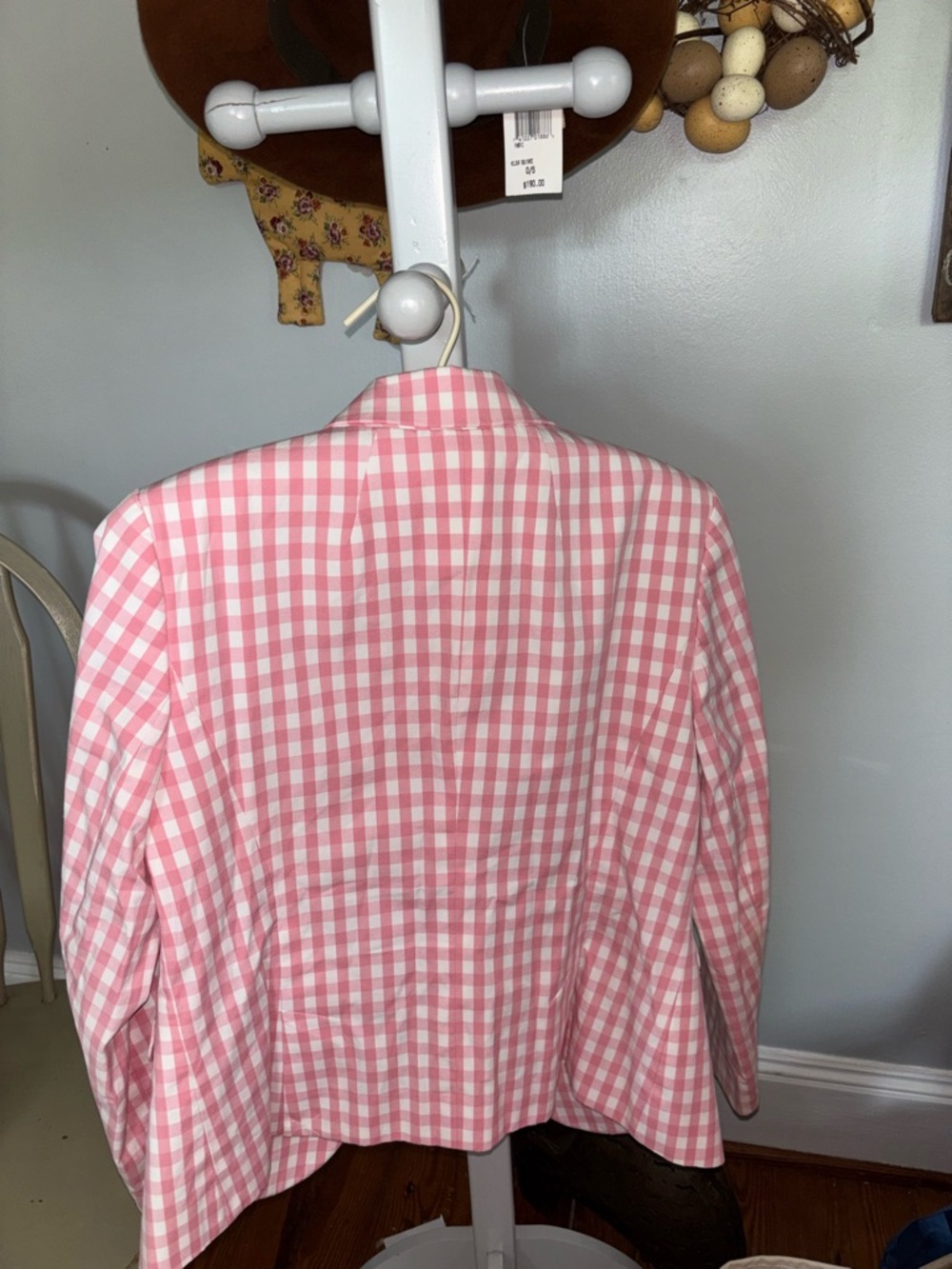 Talbots Pink and White Gingham Blazer Jacket - Picture 3 of 6